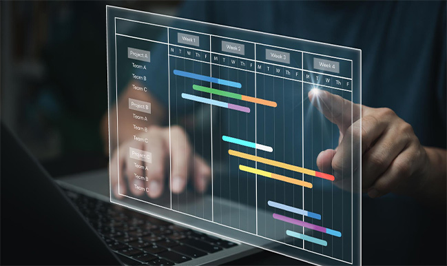 hand touching a program on a screen